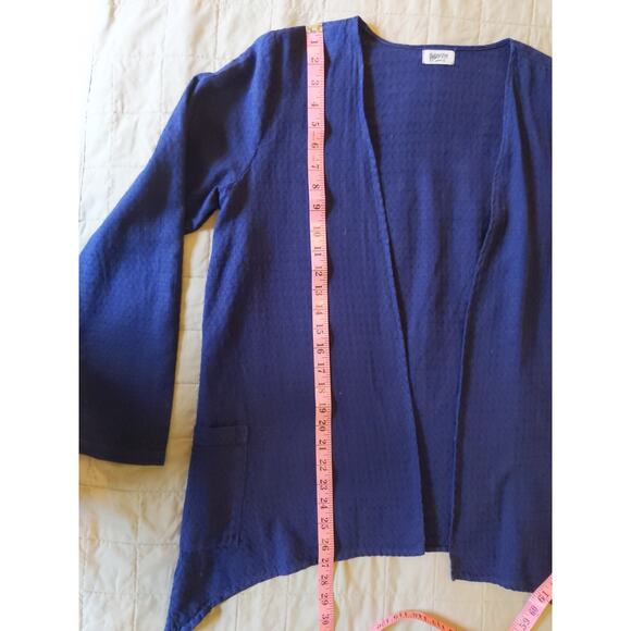 Heaven Size Small Women's Blue Linen/Cotton Waterfall Open Front Lightweight Top - Picture 4 of 8